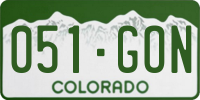 CO license plate 051GON