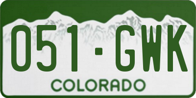 CO license plate 051GWK