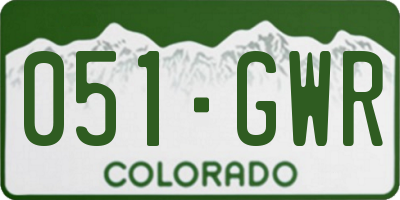 CO license plate 051GWR