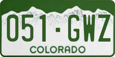 CO license plate 051GWZ