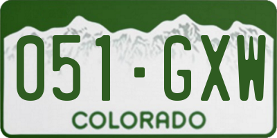 CO license plate 051GXW