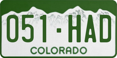 CO license plate 051HAD