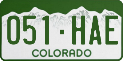 CO license plate 051HAE