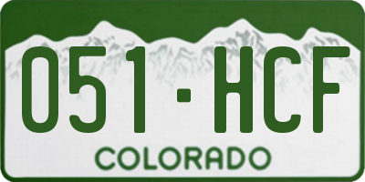 CO license plate 051HCF