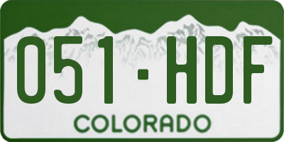 CO license plate 051HDF