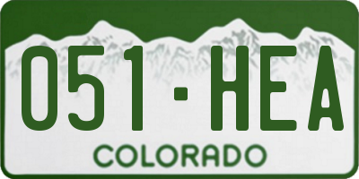 CO license plate 051HEA