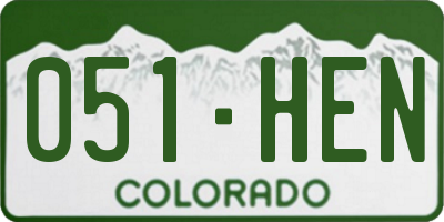 CO license plate 051HEN