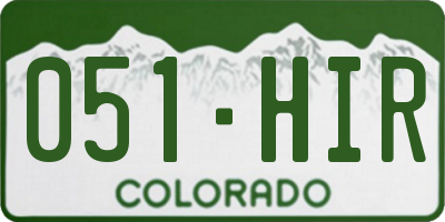 CO license plate 051HIR