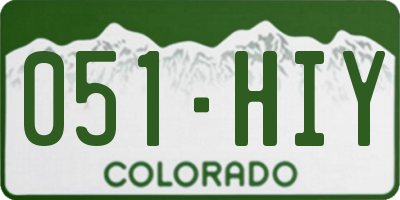 CO license plate 051HIY