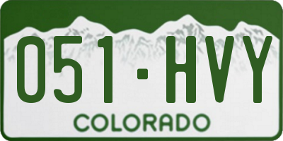 CO license plate 051HVY