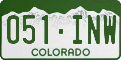 CO license plate 051INW