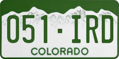 CO license plate 051IRD