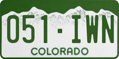 CO license plate 051IWN