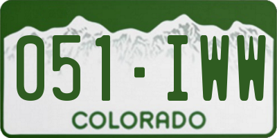CO license plate 051IWW