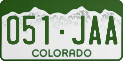 CO license plate 051JAA