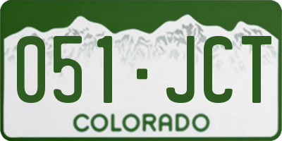 CO license plate 051JCT