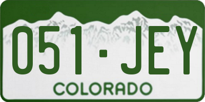 CO license plate 051JEY