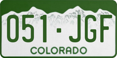 CO license plate 051JGF