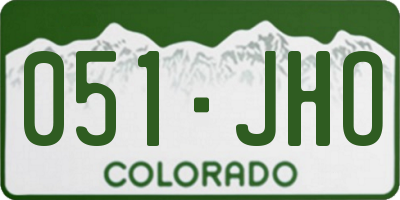 CO license plate 051JHO