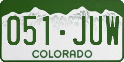 CO license plate 051JUW