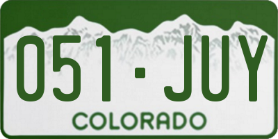 CO license plate 051JUY