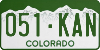 CO license plate 051KAN