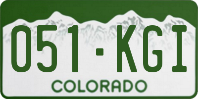 CO license plate 051KGI