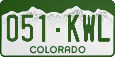 CO license plate 051KWL