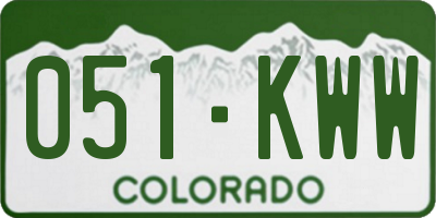 CO license plate 051KWW
