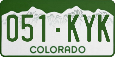 CO license plate 051KYK