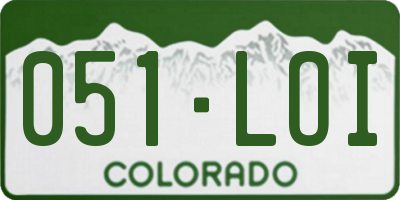 CO license plate 051LOI