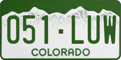 CO license plate 051LUW