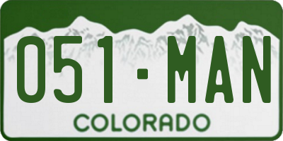 CO license plate 051MAN