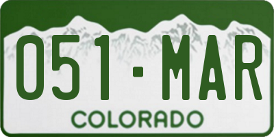CO license plate 051MAR
