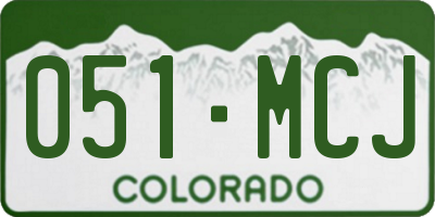 CO license plate 051MCJ