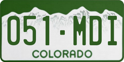 CO license plate 051MDI