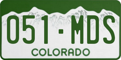 CO license plate 051MDS