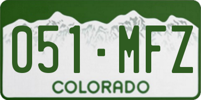 CO license plate 051MFZ