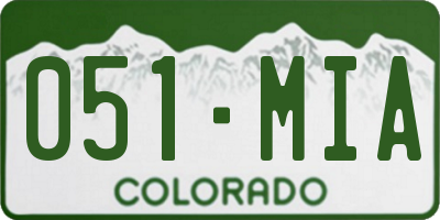 CO license plate 051MIA