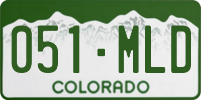 CO license plate 051MLD