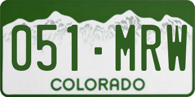 CO license plate 051MRW