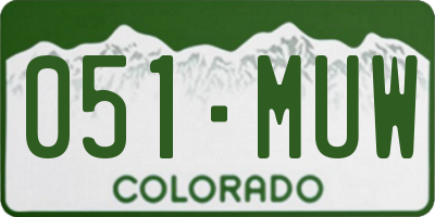 CO license plate 051MUW