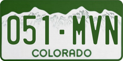 CO license plate 051MVN