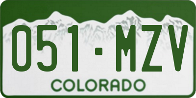 CO license plate 051MZV