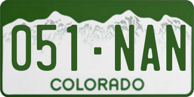 CO license plate 051NAN
