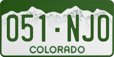 CO license plate 051NJO
