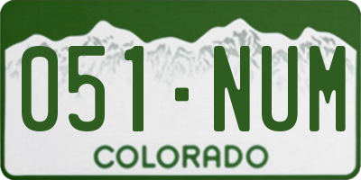 CO license plate 051NUM
