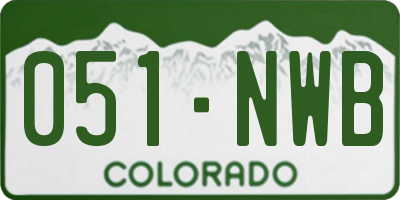 CO license plate 051NWB