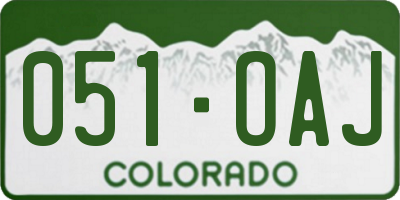 CO license plate 051OAJ
