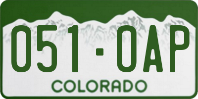 CO license plate 051OAP